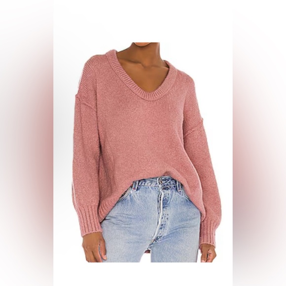 Free People Women's Over-sized Sweater, Size Large, Color Pink - Picture 1 of 8